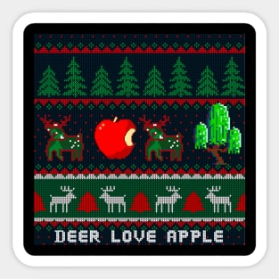 Deer Love Apple Ugly Christmas Sweater Sticker